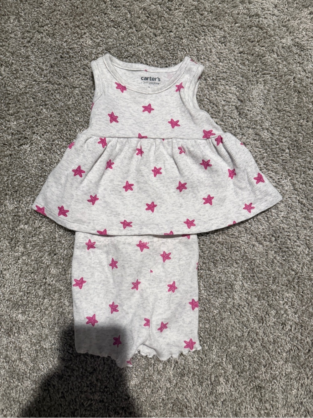 Carter's Heather Gray Tank Dress & Shorts Set with Pink Stars